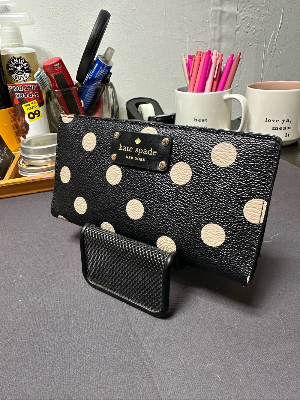 kate spade Black Wallet with Cream Polka Dots - Picture 6 of 7